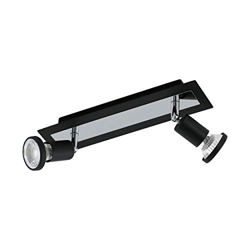 EGLO LED Deckenlampe Sarria, 2 flammige Deckenleuchte, Deckenstrahler aus Metall, Wohnzimmerlampe in Schwarz, Chrom, Spots inkl. GU10 Leuchtmittel, warmweiß von EGLO
