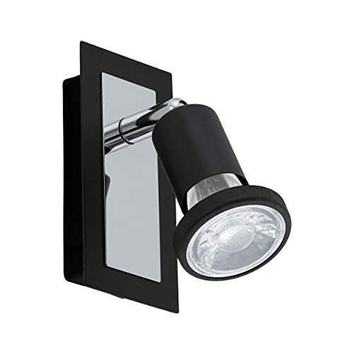 EGLO LED Wandlampe Sarria, Wandleuchte, Wandstrahler aus Metall, Wohnzimmerlampe in Schwarz, Chrom, Lampe mit Schalter, Spot inkl. GU10 Leuchtmittel, warmweiß von EGLO