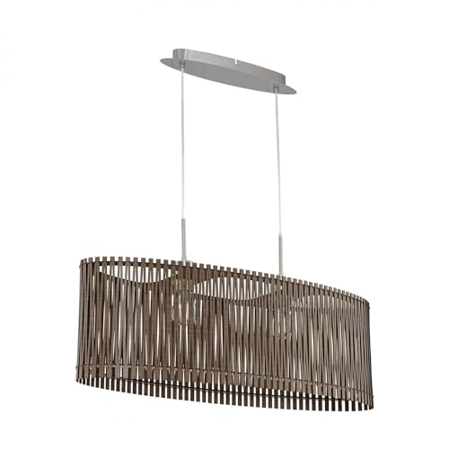 EGLO Pendelleuchte Sendero, Hängelampe Boho, Hängeleuchte aus Stahl in Nickel-Matt, Holz in Dunkelbraun, Esstischlampe Natur, Wohnzimmerlampe hängend mit E27 Fassung, 77,5 cm von EGLO