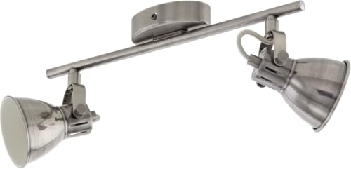 EGLO LED Deckenlampe Seras, 2 flammige Deckenleuchte industrial, Deckenstrahler aus Metall, Wohnzimmerlampe in Nickel-Antik, Flurlampe, Spots inkl. GU10 Leuchtmittel, warmweiß EGLO LED Deckenlampe Seras, 2 flammige Deckenleuchte industrial, Deckenstrahler aus Metall, Wohnzimmerlampe in Nickel-Antik, Flurlampe, Spots inkl. GU10 Leuchtmittel, warmweiß von EGLO