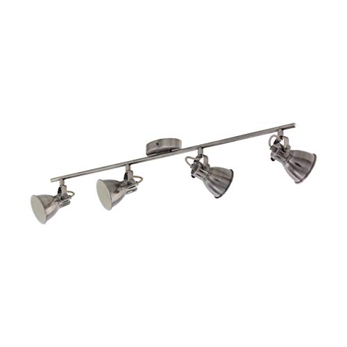 EGLO LED Deckenlampe Seras, 4 flammige Deckenleuchte industrial, Deckenstrahler aus Metall, Wohnzimmerlampe in Nickel-Antik, Flurlampe, Spots inkl. GU10 Leuchtmittel, warmweiß EGLO LED Deckenlampe Seras, 4 flammige Deckenleuchte industrial, Deckenstrahler aus Metall, Wohnzimmerlampe in Nickel-Antik, Flurlampe, Spots inkl. GU10 Leuchtmittel, warmweiß von EGLO