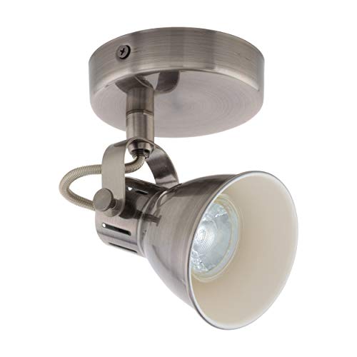 EGLO LED Wandlampe Seras, Deckenlampe industrial, Deckenstrahler aus Metall, Wohnzimmerlampe in Nickel-Antik, Flurlampe, Spot inkl. GU10 Leuchtmittel, warmweiß von EGLO