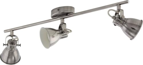 EGLO LED Deckenlampe Seras, 3 flammige Deckenleuchte industrial, Deckenstrahler aus Metall, Wohnzimmerlampe in Nickel-Antik, Flurlampe, Spots inkl. GU10 Leuchtmittel, warmweiß von EGLO