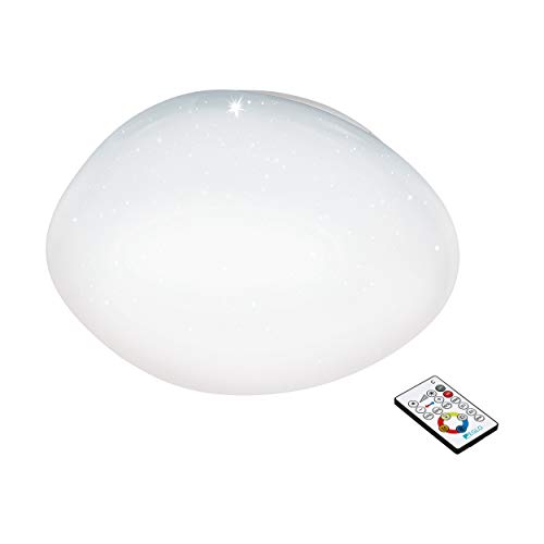 EGLO LED Deckenlampe Sileras, 1 flammige Deckenleuchte mit Sternenhimmel-Effekt, Material: Stahl und Kunststoff, Farbe: Weiß, Ø: 60 cm, dimmbar, Weißtöne einstellbar mit Fernbedienung von EGLO