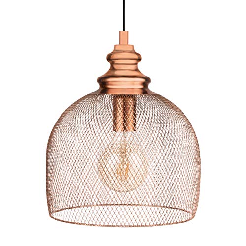 EGLO Pendelleuchte Straiton, Esstisch Hängelampe Industrial, Vintage, Hängeleuchte aus Stahl in Kupfer, Esszimmerlampe, Wohnzimmerlampe hängend mit E27 Fassung von EGLO