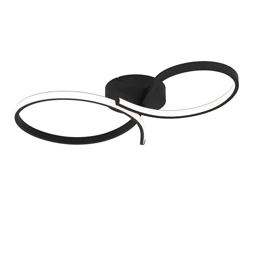 EGLO LED Deckenlampe Serpins, geschwungene Deckenleuchte, Wohnzimmerlampe aus Metall in Schwarz und Kunststoff in Weiß, warmweiß, 34 x 60 cm EGLO LED Deckenlampe Serpins, geschwungene Deckenleuchte, Wohnzimmerlampe aus Metall in Schwarz und Kunststoff in Weiß, warmweiß, 34 x 60 cm von EGLO