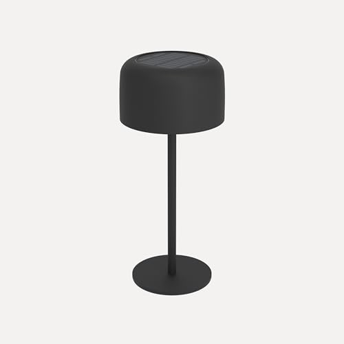 EGLO Solar Tischleuchte Roccanova, Akku Tischlampe Outdoor, touch dimmbar in 3 Stufen, Solarlampe für Balkon und Garten, Stahl in Schwarz, warmweiß, IP44 von EGLO