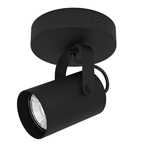 EGLO LED Deckenlampe Sorego, Deckenleuchte mit schwenkbarem Spot, Deckenstrahler aus Stahl in schwarz, Deckenspot mit GU10-Leuchtmittel, warmweiß von EGLO