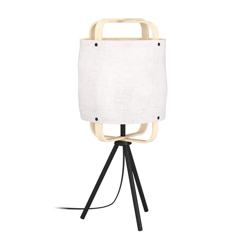 EGLO Stativ Tischlampe Surfleet, Tischleuchte aus Holz, Baumwolle in Leinen-Optik und Metall in Schwarz, kleine Stehlampe, Lampe für Wohnzimmer und Schlafzimmer, E27 Fassung EGLO Stativ Tischlampe Surfleet, Tischleuchte aus Holz, Baumwolle in Leinen-Optik und Metall in Schwarz, kleine Stehlampe, Lampe für Wohnzimmer und Schlafzimmer, E27 Fassung von EGLO