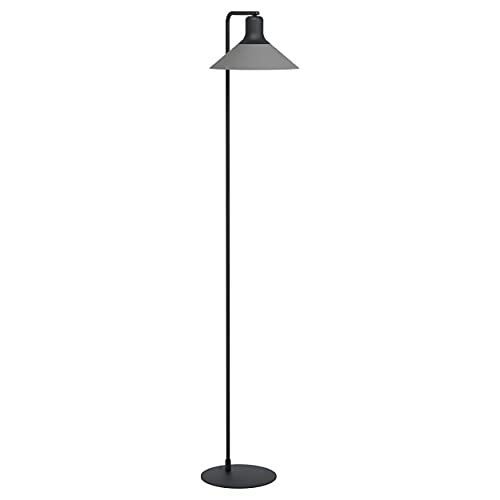 EGLO Stehlampe Abreosa, 1 flammige Stehleuchte, Standleuchte aus Metall in Schwarz, Grau, Wohnzimmerlampe, Lampe mit Tritt-Schalter, E27 von EGLO