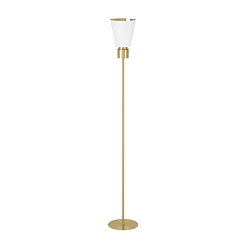 EGLO Stehlampe Aglientina, Deckenfluter minimalistisch, Eck Standleuchte aus Metall in Messing-Gebürstet und Textil in Weiß, Lampe Wohnzimmer, Stehleuchte mit E27 Fassung EGLO Stehlampe Aglientina, Deckenfluter minimalistisch, Eck Standleuchte aus Metall in Messing-Gebürstet und Textil in Weiß, Lampe Wohnzimmer, Stehleuchte mit E27 Fassung von EGLO