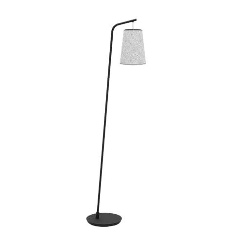 EGLO Stehlampe Alsager, Eck Standleuchte, hohe Stehleuchte aus Metall in Schwarz mit Lampenschirm aus grauem Filz, Lampe Wohnzimmer mit E27 Fassung, 170 cm von EGLO