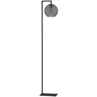 EGLO Stehlampe Arangona, hohe Eck Standleuchte, große Stehleuchte aus Metall in Schwarz mit Lampenschirm aus Glas in Grau-matt, Lampe Wohnzimmer mit von EGLO