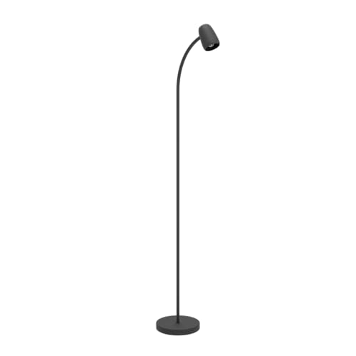 EGLO Stehlampe Carlo, Lampe Wohnzimmer mit Flexarm, Standleuchte schwenkbar aus Metall in Schwarz, Leselampe mit E14 Fassung, H 170 cm von EGLO