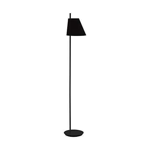 EGLO Stehlampe Estaziona, 1 flammige Stehleuchte Modern, Standleuchte aus Stahl und Textil, Wohnzimmerlampe in Schwarz, Lampe mit Tritt-Schalter, E27 Fassung von EGLO