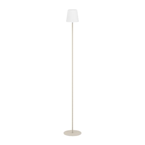 EGLO Stehlampe Fiorana, Eck Standlampe minimalistisch, Stehleuchte in Sandarben mit Lampenschirm in Weiß, Lampe Wohnzimmer mit E14 Fassung, H 140,5 cm von EGLO