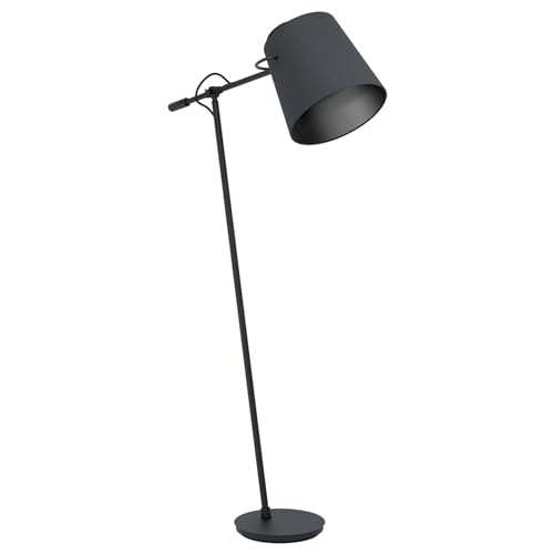 EGLO Stehlampe Granadillos, Textil Lampe Wohnzimmer, minimalistische Leselampe, Standleuchte aus Stoff und Metall in schwarz, Stehleuchte mit Schalter, E27 Fassung von EGLO