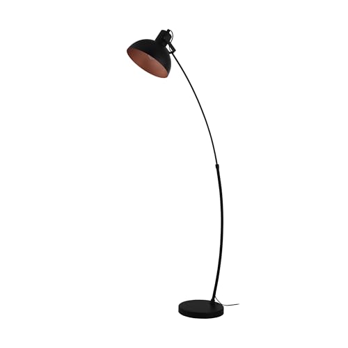EGLO Stehlampe Jaafra, Lampe Wohnzimmer, Standleuchte gebogen, Wohnzimmerlampe aus Metall in Schwarz und Kupfer, E27 Fassung von EGLO
