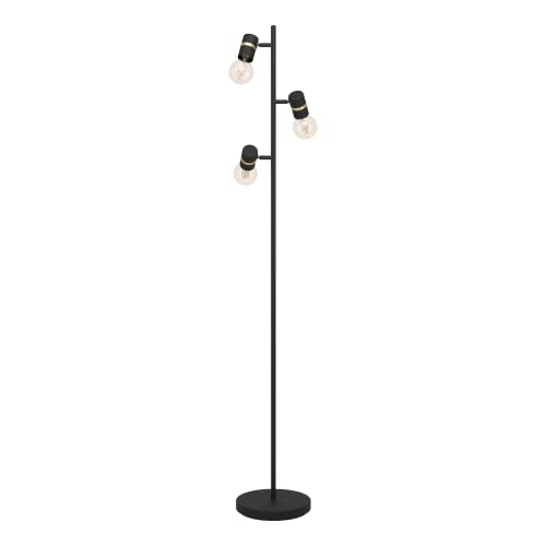 EGLO Stehlampe Lurone, Eck Standleuchte mit 3 beweglichen Spots, Stehleuchte aus Metall in Schwarz und Messing, Lampe Wohnzimmer mit E27 Fassung EGLO Stehlampe Lurone, Eck Standleuchte mit 3 beweglichen Spots, Stehleuchte aus Metall in Schwarz und Messing, Lampe Wohnzimmer mit E27 Fassung von EGLO