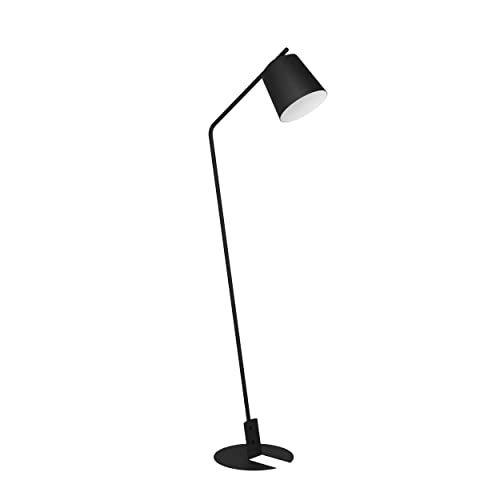 EGLO Stehlampe Oneda, gebogene Eck Standleuchte, Stehleuchte aus Metall in Schwarz und Weiß, Lampe Wohnzimmer, Leselampe mit E27 Fassung von EGLO