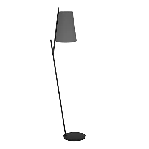 EGLO Stehlampe Petrosa, minimalistische Stehleuchte, Standleuchte aus Metall in schwarz und Textil in grau und weiß, Lampe Wohnzimmer mit Schalter, Wohnzimmerlampe mit E27 Fassung EGLO Stehlampe Petrosa, minimalistische Stehleuchte, Standleuchte aus Metall in schwarz und Textil in grau und weiß, Lampe Wohnzimmer mit Schalter, Wohnzimmerlampe mit E27 Fassung von EGLO