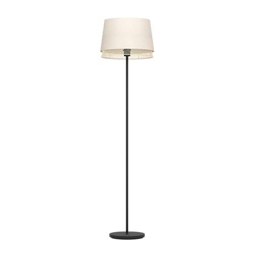 EGLO Stehlampe Tabley, Eck Standleuchte, Stehleuchte aus Metall in Schwarz mit Lampenschirm aus Bambus und Leinen, Lampe Wohnzimmer mit E27 Fassung, 150 cm von EGLO