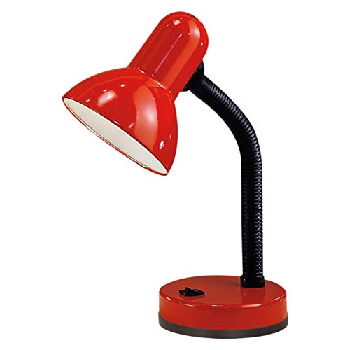 EGLO Tischlampe Basic, 1 flammige Tischleuchte, Schreibtischlampe aus Stahl und Kunststoff, Farbe: Rot, Fassung: E27 von EGLO