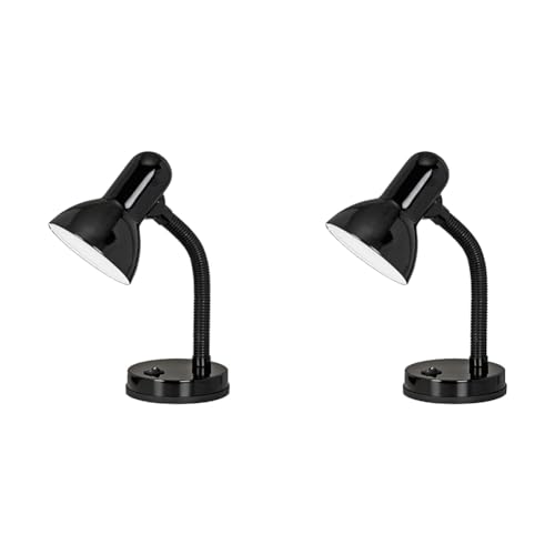 EGLO Tischlampe Basic, 1 flammige Tischleuchte, Schreibtischlampe aus Stahl und Kunststoff, Farbe: Schwarz, Fassung: E27 (Packung mit 2) von EGLO