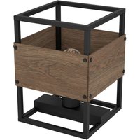 Tischlampe Evesham, Nachttischlampe im Industrial Design, Tischleuchte aus Holz in Dunkelbraun und Metall in Schwarz, Lampe Schlafzimmer und von EGLO