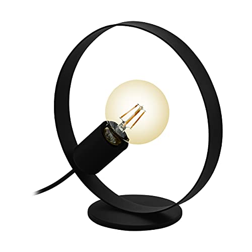 EGLO Tischlampe Frijolas, 1 flammige Tischleuchte industrial, minimalistisch Nachttischlampe aus Metall in Schwarz, Wohnzimmerlampe, Lampe mit Schalter, E27 Fassung von EGLO