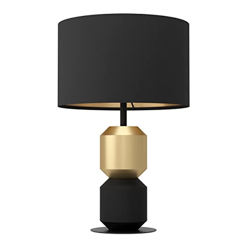 EGLO Tischlampe Laurignano, Deko Tischleuchte, Nachttischlampe aus Metall in schwarz und gold, Lampe für Wohnzimmer, Schlafzimmer und Flur, E27 Fassung von EGLO