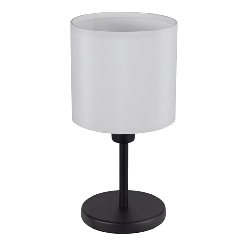 EGLO Tischlampe Monetto 1, kleine Deko Tischleuchte Wohnzimmer, elegante Nachtischlampe, Schlafzimmer Lampe in schwarz mit Lampenschirm in Naturfarben, E14 Fassung, H 18 cm von EGLO