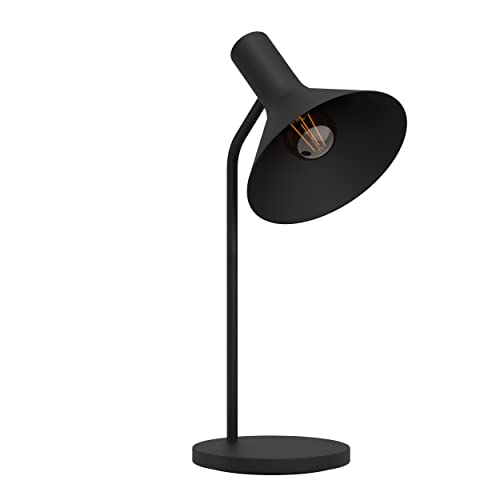EGLO Tischlampe Morescana, Nachttischlampe im New Nordic-Design, Tischleuchte aus Metall in Schwarz, Tisch Lampe für Wohnzimmer und Schlafzimmer, E27 Fassung von EGLO