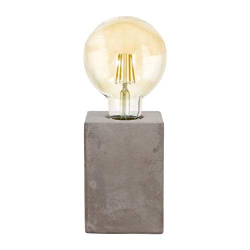 EGLO Tischlampe Prestwick, 1 flammige Tischleuchte Vintage, Industrial, Retro, Nachttischlampe aus Beton, Lampe mit Schalter, E27 Fassung von EGLO