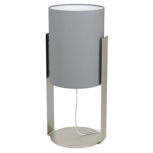 EGLO Tischlampe Siponto, 1 flammige Tischleuchte Modern, Nachttischlampe aus Stahl und Textil, Wohnzimmerlampe in Nickel-Matt, Grau, Lampe mit Schalter, E27 Fassung EGLO Tischlampe Siponto, 1 flammige Tischleuchte Modern, Nachttischlampe aus Stahl und Textil, Wohnzimmerlampe in Nickel-Matt, Grau, Lampe mit Schalter, E27 Fassung von EGLO