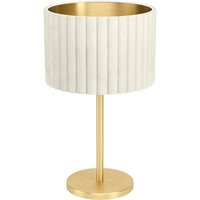 Tischlampe Tamaresco, edle Vintage Tischleuchte aus Metall in Messing gebürstet und Samt in weiß und gold, kleine Stehlampe, Lampe Wohnzimmer mit von EGLO