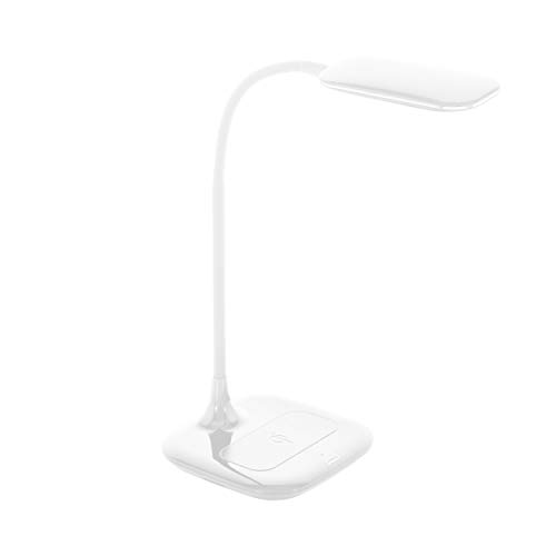 EGLO LED Tischlampe Masserie, 1 flammige Tischleuchte mit Touch, QI Ladestation, dimmbar, Schreibtischlampe, Minimalismus aus Kunststoff in Weiß von EGLO