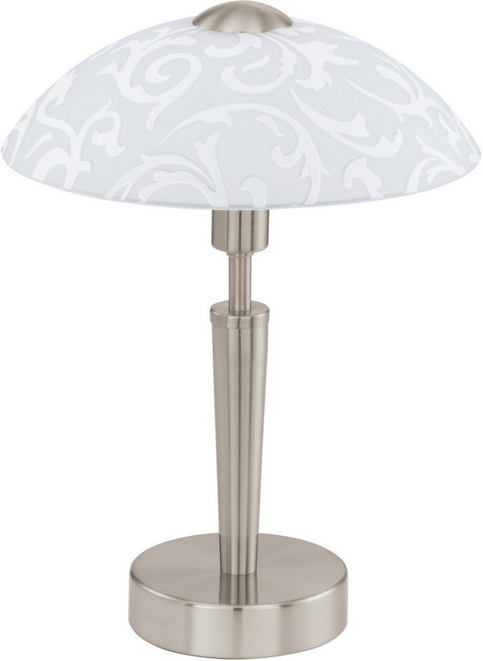 EGLO Tischleuchte SOLO Tischlampe, Stahl und Glas, E14, IP20, Schreibtischlampe, Lampe, Dimmfunktion, Ein-/Ausschalter, Farbwechsel, Leuchtmittel wechselbar, ohne Leuchtmittel, Tischleuchte, H32 x Ø26,5 cm, nickel-matt, 1X60W exkl. von EGLO