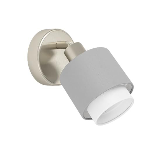 EGLO Wandlampe Bellizzi, Wandleuchte innen mit schwenkbarem Spot, Wandspot aus Textil in Silber, Grau und Weiß, Wand Lampe für Wohnzimmer und Schlafzimmer, E14 Fassung EGLO Wandlampe Bellizzi, Wandleuchte innen mit schwenkbarem Spot, Wandspot aus Textil in Silber, Grau und Weiß, Wand Lampe für Wohnzimmer und Schlafzimmer, E14 Fassung von EGLO