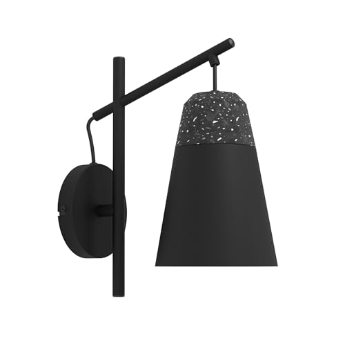 EGLO Wandlampe Canterras, 1 flammige Wandleuchte, Wandleuchte innen aus Terrazzo in Grau Weiß, Metall in Schwarz, Wohnzimmerlampe, Flurlampe, E27 von EGLO
