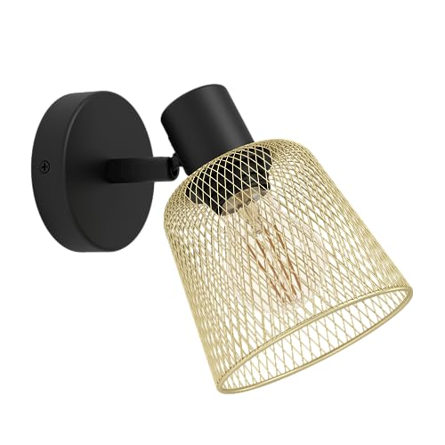 EGLO Wandlampe Coslada, Wandleuchte für innen mit schwenkbarem Spot, Wandspot aus Metall in Messing-gebürstet und Schwarz, Wand Lampe für Wohnzimmer und Flur, E27 Fassung EGLO Wandlampe Coslada, Wandleuchte für innen mit schwenkbarem Spot, Wandspot aus Metall in Messing-gebürstet und Schwarz, Wand Lampe für Wohnzimmer und Flur, E27 Fassung von EGLO