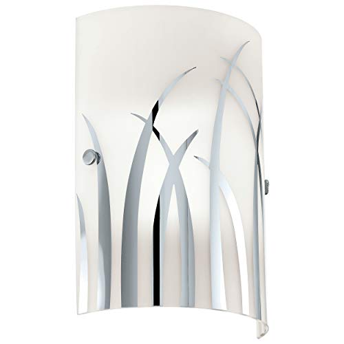 EGLO Wandlampe Rivato, 1 flammige Wandleuchte, Elegant, Wandleuchte innen aus Stahl und Glas mit Dekor, Wohnzimmerlampe, Flurlampe in Chrom, Weiß, E14 Fassung von EGLO