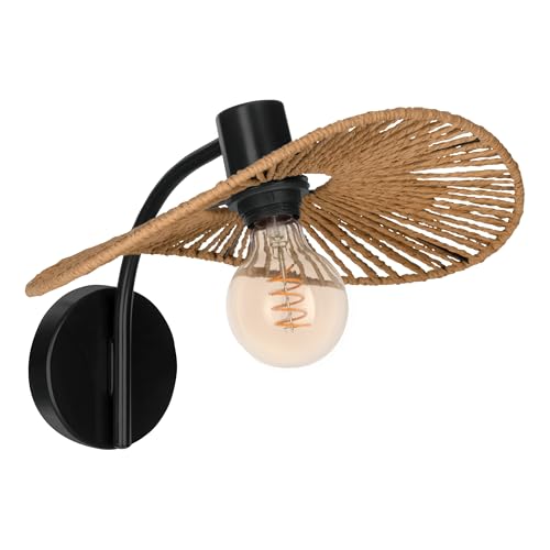 EGLO Wandlampe Siruela, Boho Wandleuchte innen, Wandbeleuchtung Natur, FSC zertifiziert, Wohnzimmerlampe aus Papier in Natur und Metall in Schwarz, E27 Fassung EGLO Wandlampe Siruela, Boho Wandleuchte innen, Wandbeleuchtung Natur, FSC zertifiziert, Wohnzimmerlampe aus Papier in Natur und Metall in Schwarz, E27 Fassung von EGLO