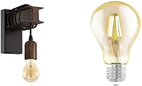 EGLO Wandlampe Townshend 4, Vintage Wandleuchte im Industrial Design inkl. LED Leuchtmittel, Retro Lampe aus Stahl, Schwarz, braun von EGLO