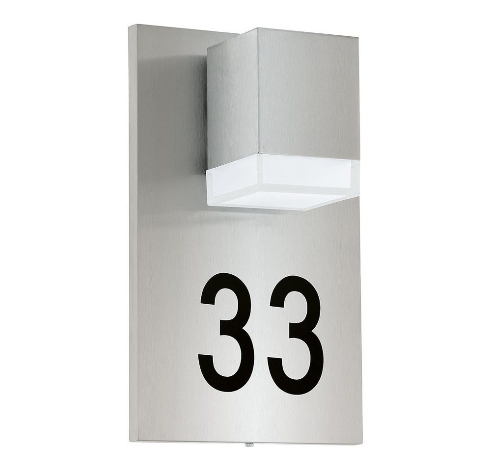 EGLO Wandleuchte 93369 LED Hausnummer-Wandleuchte "PARDELA 1" Edelstahl 28x17x10cm von EGLO