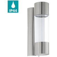 EGLO Wandleuchte "ROBLEDO Wandlampe, Edelstahl und Kunststoff, IP44, Außenlampe, Lampe" LED-Board 1 Stk. Warmweiß Wand-/Deckenleuchte, L7,5 x H26 x AL12 cm, edelstahl, 2X3,7W inkl. von EGLO