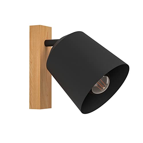 EGLO Wandleuchte innen Cotorro, Wandlampe mit beweglichem Spot, Wandstrahler aus Metall in Schwarz und Holz in Natur, FSC100HB, Flur und Wohnzimmer Lampe mit E27 Fassung EGLO Wandleuchte innen Cotorro, Wandlampe mit beweglichem Spot, Wandstrahler aus Metall in Schwarz und Holz in Natur, FSC100HB, Flur und Wohnzimmer Lampe mit E27 Fassung von EGLO