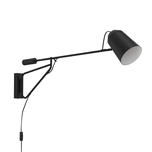 EGLO Wandleuchte innen Loreto 1, flexible Wandlampe mit Schwenkarm, Leselampe aus Metall in Schwarz und Weiß, Wohnzimmer und Schlafzimmer Lampe mit E27 Fassung von EGLO