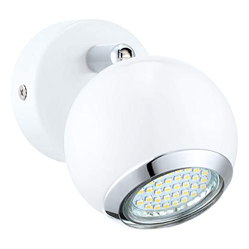 EGLO LED Wandlampe Bimeda, Wandleuchte, Wandstrahler aus Metall in Weiß und Chrom, Wohnzimmerlampe, Spot inkl. GU10 Leuchtmittel, warmweiß von EGLO