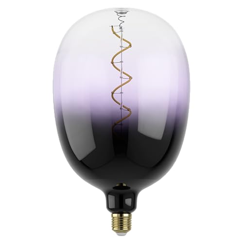 EGLO XXL E27 Lampe dimmbar, Spiral LED Retro Glühbirne Big Size, extra-großes Vintage Deko Leuchtmittel in Lila und Schwarz, 4 Watt, 85 Lumen, warmweiß, 2000 K, L 29,5 cm von EGLO